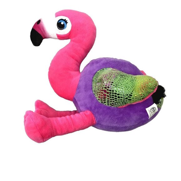 Bright Pink Flamingo 15" Plush Stuffed Animal Stuffie Pink Purple AAA Global Ind - Picture 1 of 4